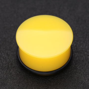Detail View 1 of A Pair of Neon Colored UV Acrylic Single Flared Ear Gauge Plug-Yellow